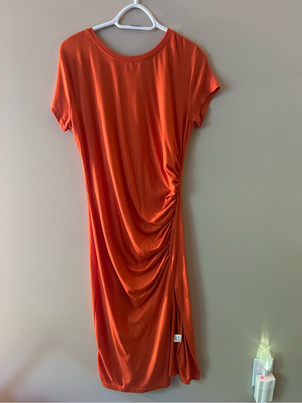 Women’s Orange Ruched Side Midi Dress